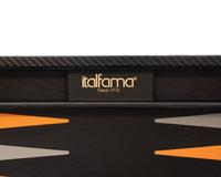 Italfama sammenleggbart Backgammon-sett i kunstlær, svart og oransje