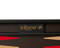 Italfama sammenleggbart Backgammon-sett i skinnimitasjon, svart og rødt