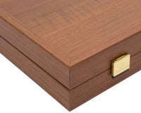 Manopoulos valnøtt, svart og eik Club Compact Backgammon-sett med Deluxe Vinyl Terningbegre