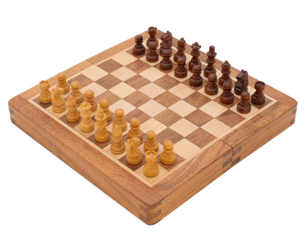 Luksus sammenleggbart Sjakksett i hardtre, 19 cm, magnetisk
