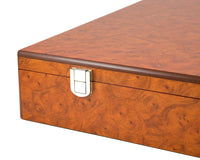 Oppbevaringseske for sjakkbrikker i Root Wood Burl med luksuskompartment, 43 cm