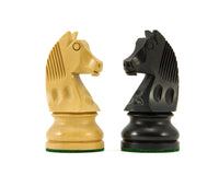Down Head-springer, eboniserte Staunton-sjakkbrikker – 8,3 cm