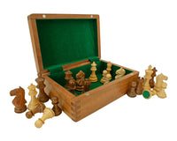 Fierce Knight Sheesham Staunton-sjakkbrikker - 7,6 cm inkl. Oppbevaringseske for sjakkbrikker i mørkt tre