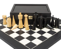 Art Deco eboniserte buksbom-sjakkbrikker - 8,9 cm