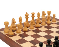World Chess Championship sjakksett, sjakkklokke og oppbevaringseske for sjakkbrikker i tre