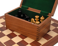 World Chess Championship sjakksett, sjakkklokke og oppbevaringseske for sjakkbrikker i tre