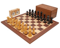 World Chess Championship sjakksett, sjakkklokke og oppbevaringseske for sjakkbrikker i tre