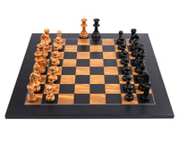 Rechapados Ferrer Svart & Oliven Luksus Staunton-sjakksett 50 cm med Oppbevaringseske for sjakkbrikker