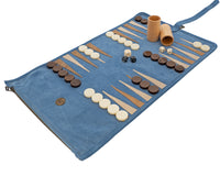 Manopoulos semsket rullbart reise-backgammon-sett - RAF Blue