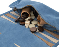 Manopoulos semsket rullbart reise-backgammon-sett - RAF Blue