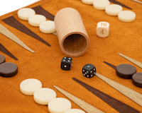 Manopoulos semsket rullbart reise-backgammonsett - kanel