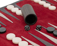 Manopoulos semsket rullbart reise-backgammonsett – burgunder